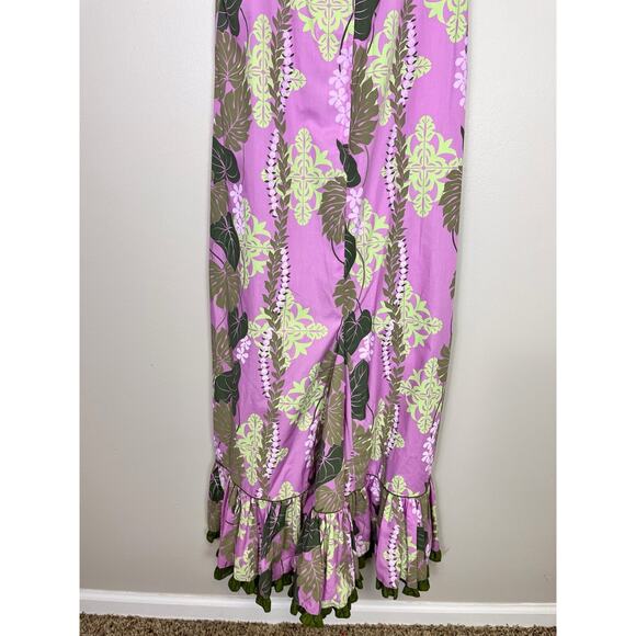 T&L MUUMUU FACTORY Purple Tropical Ruffle MuuMuu Dress Size L 11/12 - Picture 14 of 16